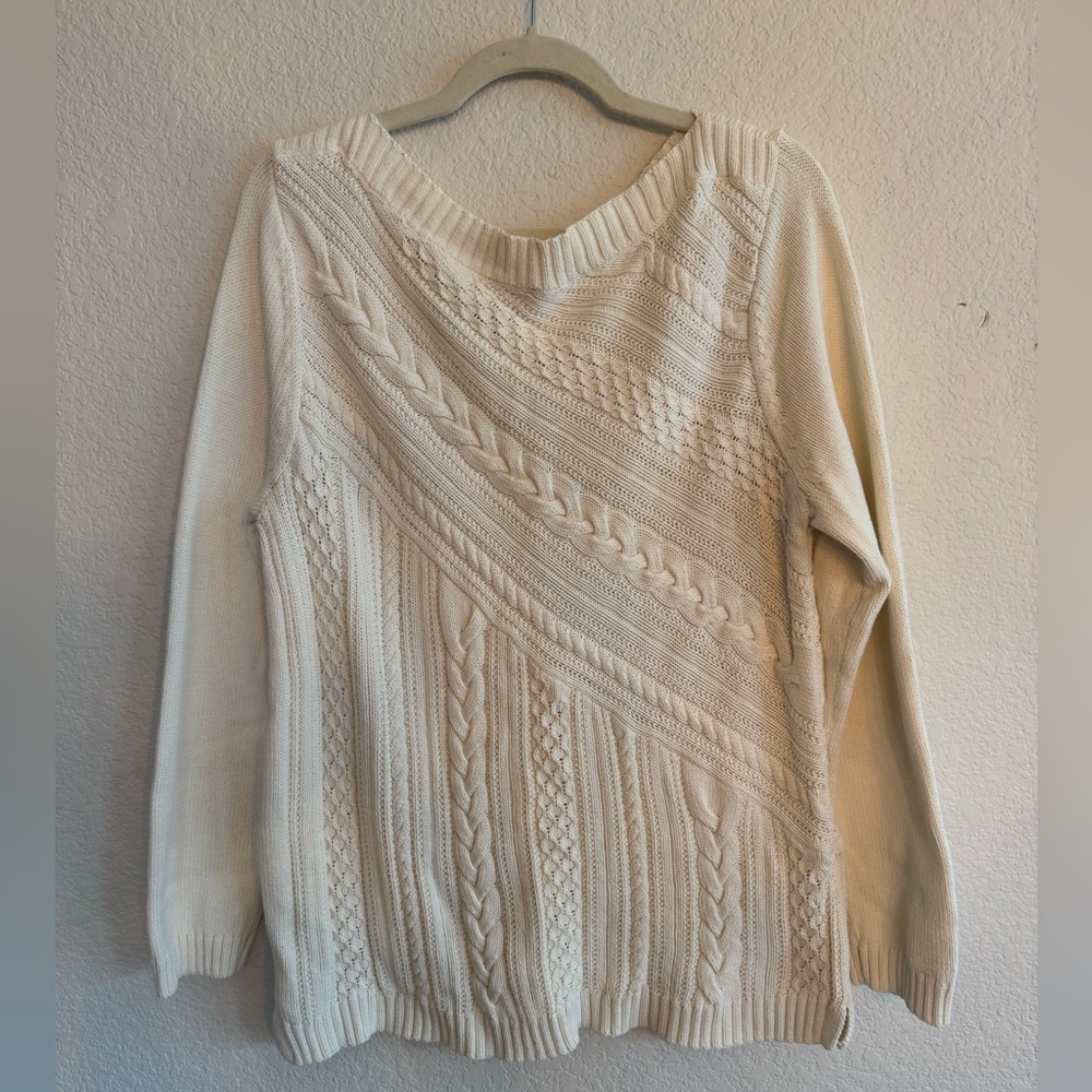 Talbots Cream Cable Knit Sweater – Size XL